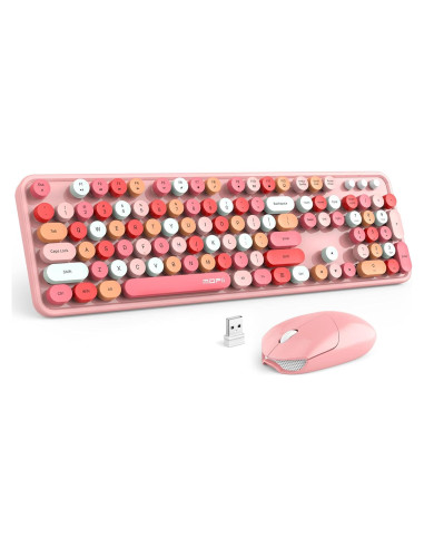 Teclado y Ratón Inalámbricos MOFII Rosa Retro 104 Teclas