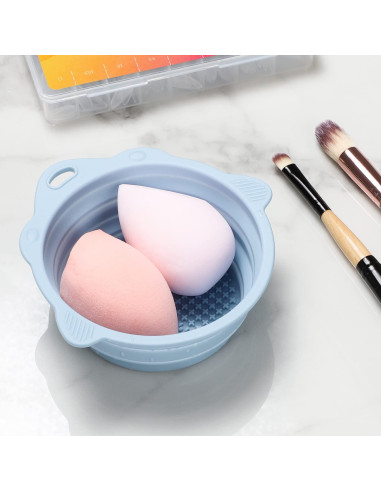 Tazón Limpiador de Brochas de Maquillaje Etercycle Plegable Azul