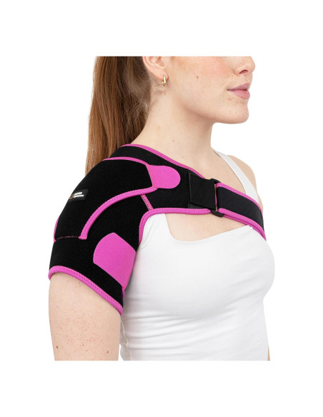 Faja de Compresión de Cobre para Hombro - Ajustable S/M - Negro/Rosa Faja de Compresión de Cobre para Hombro - Ajustable S/M - Negro/Rosa