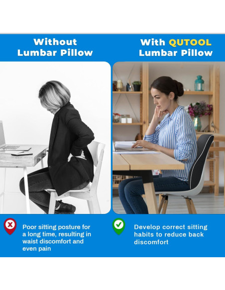 Almohada Lumbar Ergonómica QUTOOL con Funda Malla 3D Negra Almohada Lumbar Ergonómica QUTOOL con Funda Malla 3D Negra