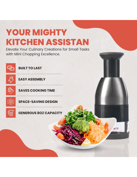 Picador Manual Slap Chop Vivaant - Cortador de Verduras y Ajo Picador Manual Slap Chop Vivaant - Cortador de Verduras y Ajo