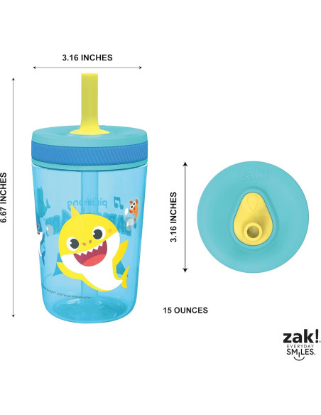 Set de 2 Vasos Baby Shark Zak Designs 15oz a Prueba de Fugas Set de 2 Vasos Baby Shark Zak Designs 15oz a Prueba de Fugas