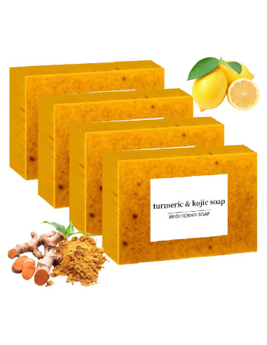 Jabón de Limón y Cúrcuma Guluxly - Hidratante para Cara y Cuerpo (4 unidades)