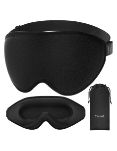 Máscara de Sueño 3D Yisunf Ajustable para Dormir Lado Negro