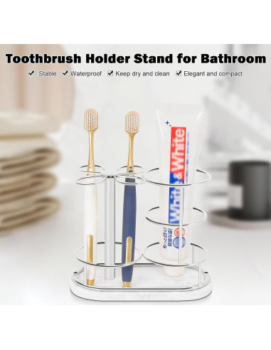 Soporte para Cepillos de Dientes HarJue Mediano Cromado con Mármol