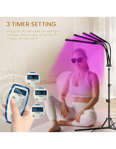 Lámpara de Terapia de Luz Roja LED 30W 7 Colores con Soporte Lámpara de Terapia de Luz Roja LED 30W 7 Colores con Soporte