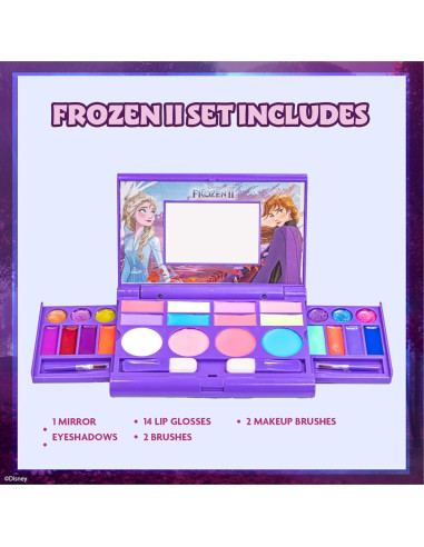 Conjunto de Cosméticos Disney Frozen Townley Girl - 14 Labiales, 4 Rubores, 8 Sombras