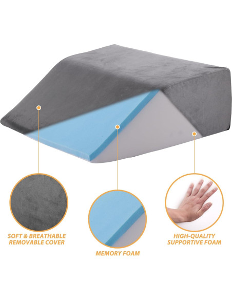 Cojín de Elevación de Piernas Bedluxe Espuma Viscoelástica 15 cm Cojín de Elevación de Piernas Bedluxe Espuma Viscoelástica 15 cm