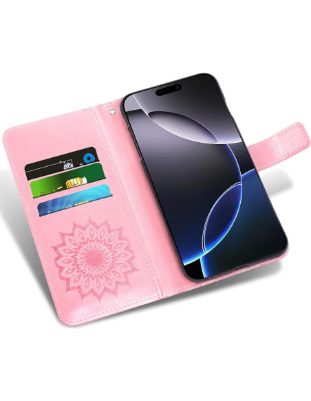 Funda Asuwish para iPhone 16 Pro Max Cartera Rosa Dorado Funda Asuwish para iPhone 16 Pro Max Cartera Rosa Dorado