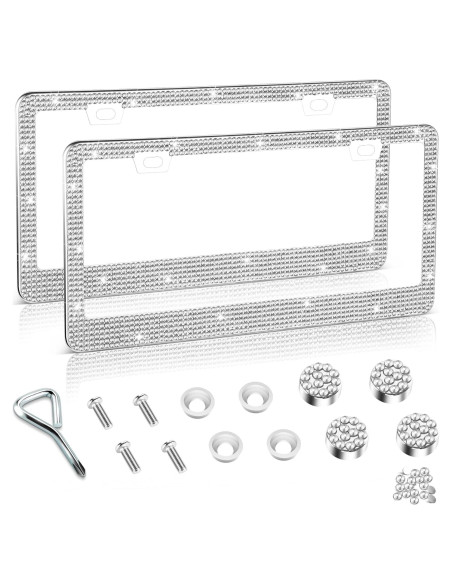 Marco de Placa de Licencia Amiss 2Pack Cristales Blanco Marco de Placa de Licencia Amiss 2Pack Cristales Blanco