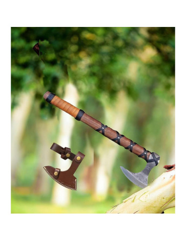 Hacha Vikinga Cazador Vikingo VK-Axe-03 con Funda de Cuero