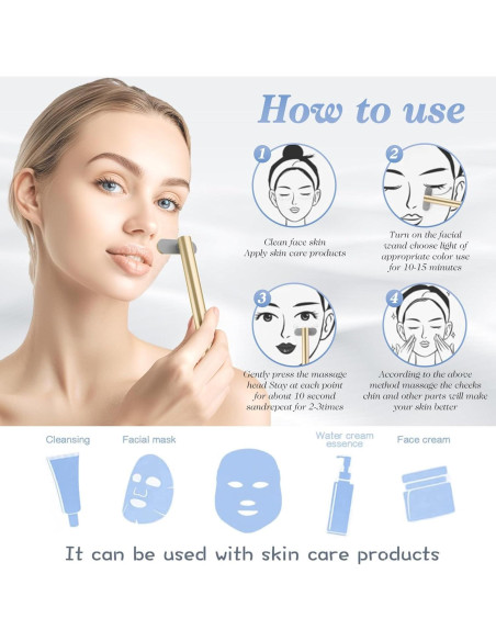 Masajeador Facial LED 7 Colores - Shenzhen Jingxin - Dorado Masajeador Facial LED 7 Colores - Shenzhen Jingxin - Dorado