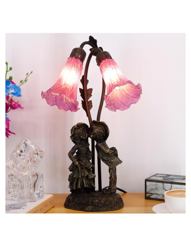Lámpara de Mesa Tiffany Lily 46.99 cm 2 Luz Púrpura