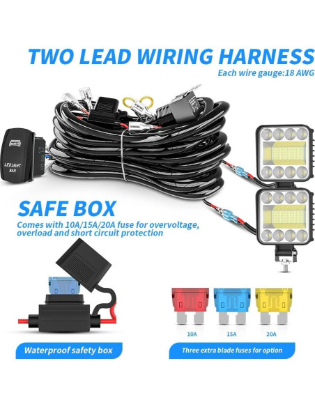 Kit de cableado LED AUBEAMTO 0,40 kg 2 m universal Kit de cableado LED AUBEAMTO 0,40 kg 2 m universal