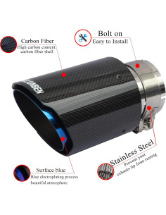 Punta de Escape Fibra de Carbono FAIZJUNBEN 6.5" 63mm 2