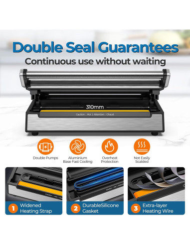 Sellador al vacío AKDGY 90Kpa acero inoxidable 130W