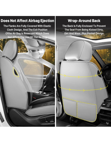 Fundas de Asiento Sijiuhao para Toyota Yaris 2007-2020, 2 Asientos, Negro y Gris