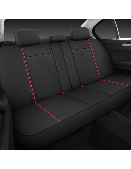 Cubiertas de Asiento de Coche CAROMOP PU Impermeables Negro/Rojo Cubiertas de Asiento de Coche CAROMOP PU Impermeables Negro/Rojo