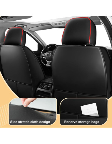Funda de Asiento Toyota Yaris 2007-2024 Cuero Nappa Negro/Rojo