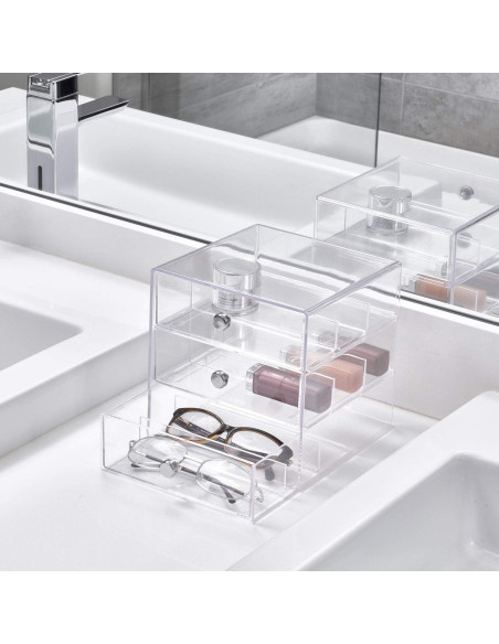Organizador de Tocador iDesign 3 Cajones Plástico Transparente 17.78x16.51x16.51 cm Organizador de Tocador iDesign 3 Cajones Plástico Transparente 17.78x16.51x16.51 cm