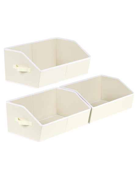 Organizador de Estante Trapezoidal Homsorout 42x28x20 cm Beige - Paquete de 3 Organizador de Estante Trapezoidal Homsorout 42x28x20 cm Beige - Paquete de 3