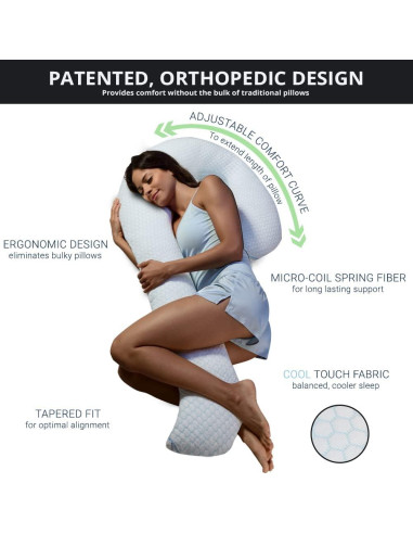 Almohada Contorno Cisne Cool XL con Funda - Soporte Ergonómico