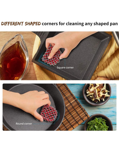 Kit de limpieza de hierro fundido Herda 4 piezas - Fregador y raspadores