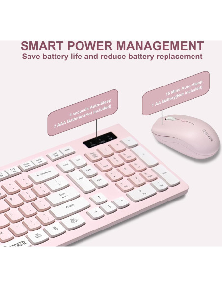 Combo Teclado y Ratón Inalámbrico Reccazr Rosa y Blanco Combo Teclado y Ratón Inalámbrico Reccazr Rosa y Blanco