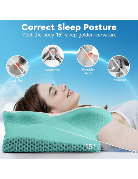 Almohada Cervical CushZone King Espuma Viscoelástica Verde Almohada Cervical CushZone King Espuma Viscoelástica Verde