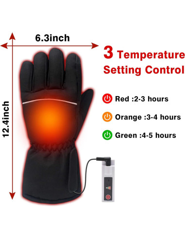 Guantes Calentados Eléctricos QILOVE Táctiles 3 Niveles Invierno