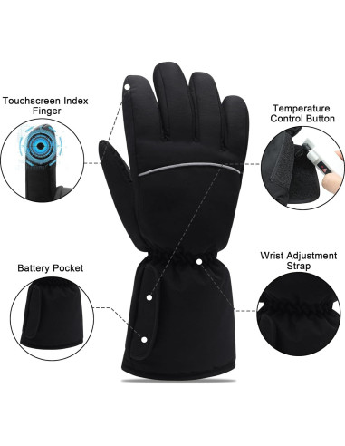 Guantes Calentados Eléctricos QILOVE Táctiles 3 Niveles Invierno