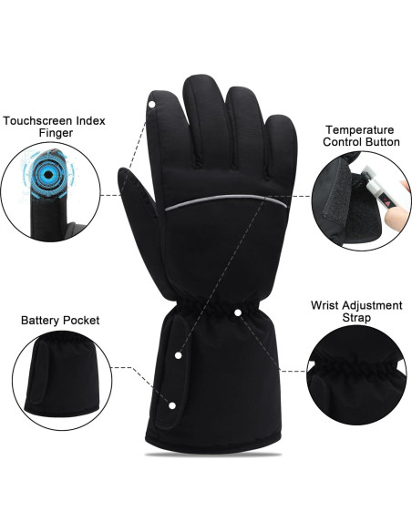 Guantes Calentados Eléctricos QILOVE Táctiles 3 Niveles Invierno Guantes Calentados Eléctricos QILOVE Táctiles 3 Niveles Invierno