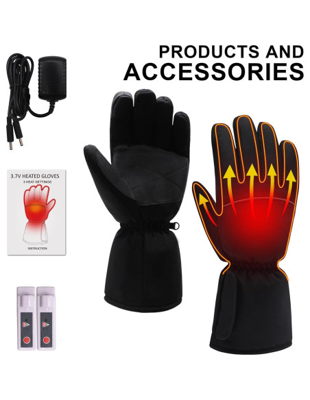 Guantes Calentados Eléctricos QILOVE Táctiles 3 Niveles Invierno Guantes Calentados Eléctricos QILOVE Táctiles 3 Niveles Invierno