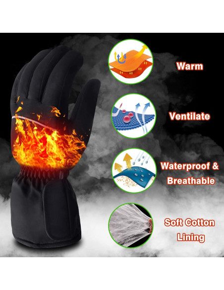 Guantes Calentados Eléctricos QILOVE Táctiles 3 Niveles Invierno Guantes Calentados Eléctricos QILOVE Táctiles 3 Niveles Invierno