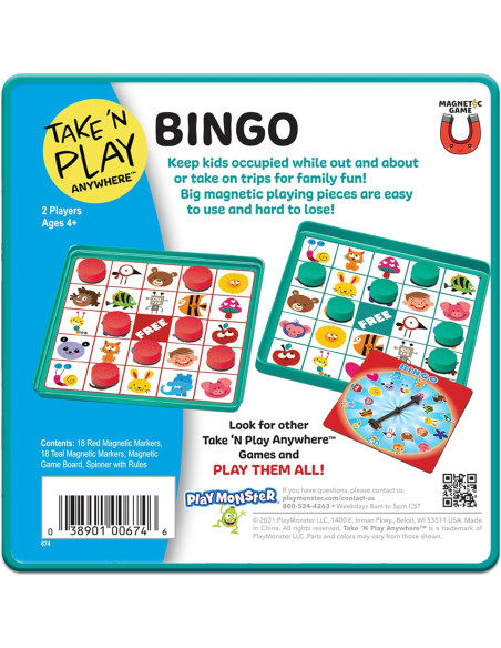 Juego de Bingo Magnético Portátil PlayMonster - Para 2 Jugadores 4+ Juego de Bingo Magnético Portátil PlayMonster - Para 2 Jugadores 4+