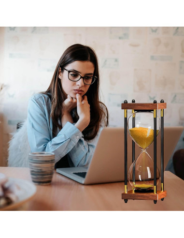 Reloj de Arena SuLiao 60 Minutos Grande Madera Dorada