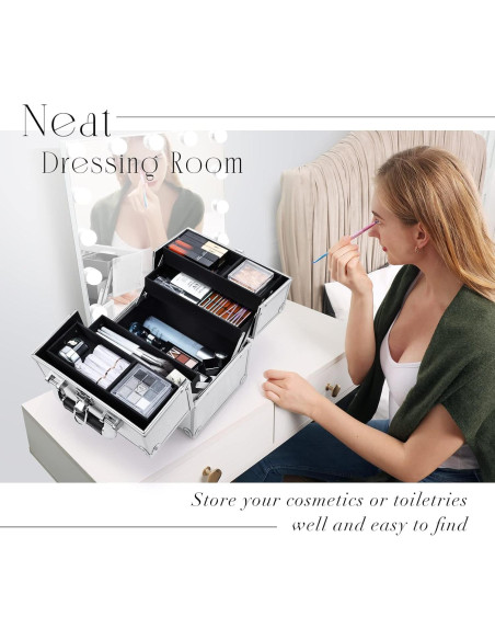 Caja de Maquillaje Organizador Frenessa Plata 27x19cm 1.7kg Caja de Maquillaje Organizador Frenessa Plata 27x19cm 1.7kg