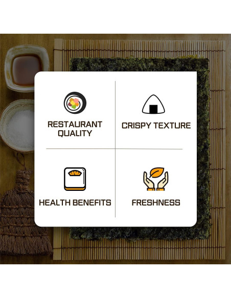 Alga Marina Tostada Daechun Nori para Sushi - 50 Hojas - Vegano Alga Marina Tostada Daechun Nori para Sushi - 50 Hojas - Vegano