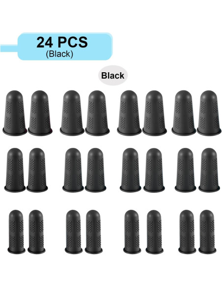 24 Protectores de Dedos de Silicona HJYuan - 3 Tamaños Negro 24 Protectores de Dedos de Silicona HJYuan - 3 Tamaños Negro
