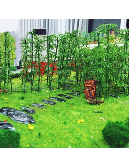 Woohome 120 PCS Árboles de Bambú Plástico Verde 3 Tamaños Woohome 120 PCS Árboles de Bambú Plástico Verde 3 Tamaños