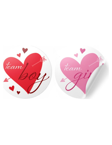 Stickers de Revelación de Género - 40 Corazones Rojos y Rosas