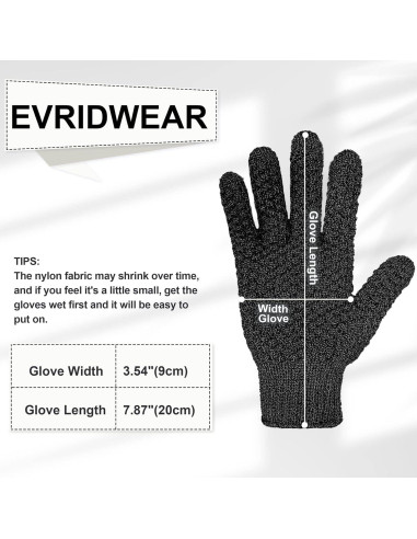 Guantes Exfoliantes Evridwear Doble Textura para Ducha - 1 Par