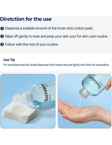 Tónico Facial Torriden Dive In 300ml | Hidratante pH Equilibrante