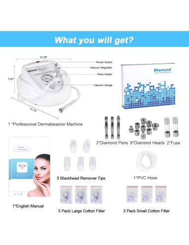 Máquina de Microdermoabrasión Diamante AIMENGXI 2 en 1 300 Filtros