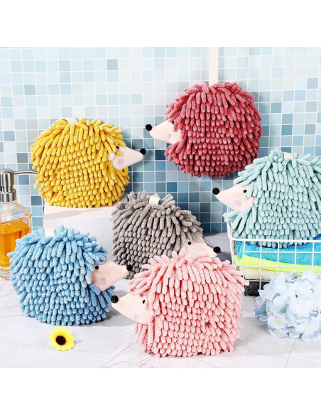 Paquete de 6 Toallas de Mano Chenille Estilo Erizo HunnmingRe Paquete de 6 Toallas de Mano Chenille Estilo Erizo HunnmingRe