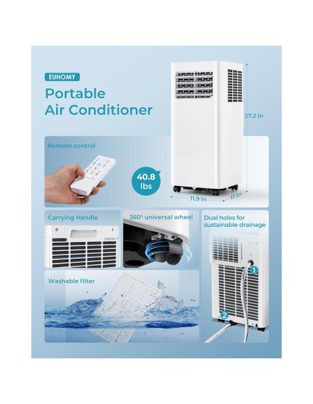 Aire Acondicionado Portátil EUHOMY 8,000 BTU 3 en 1 con Control Remoto Aire Acondicionado Portátil EUHOMY 8,000 BTU 3 en 1 con Control Remoto