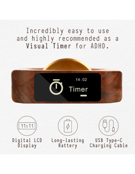 Temporizador Pomodoro de Madera the dot 9x9 cm para Productividad Temporizador Pomodoro de Madera the dot 9x9 cm para Productividad