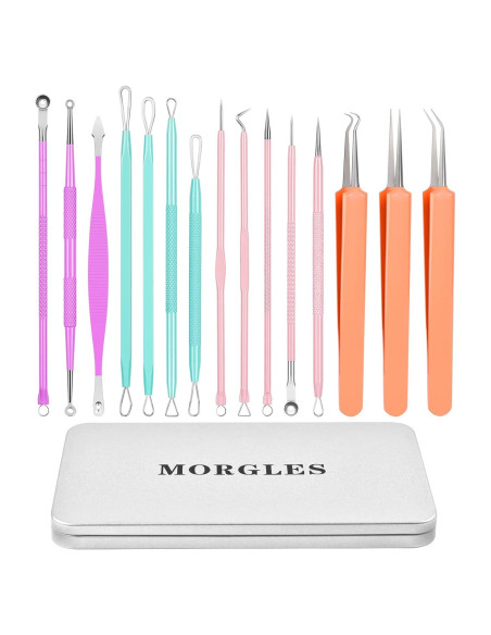 Kit de Herramientas para Eliminar Granos MORGLES 15 Pcs Acero Inoxidable Kit de Herramientas para Eliminar Granos MORGLES 15 Pcs Acero Inoxidable