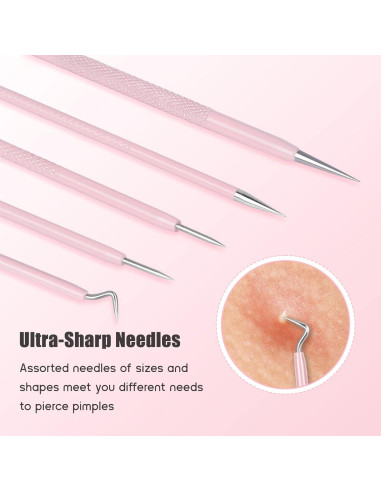 Kit de Herramientas para Eliminar Granos MORGLES 15 Pcs Acero Inoxidable