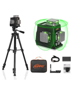 Nivel Láser JEPPO 3D 3x360 Verde Autonivelante con Trípode